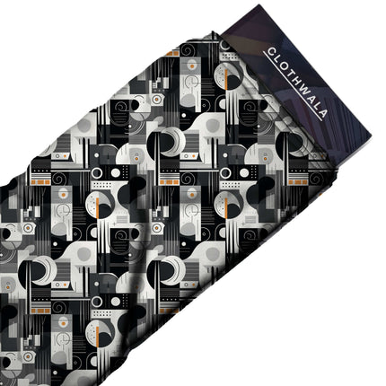 jet black geometric fabric detail — matte finish digital print closeup