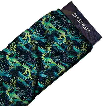 midnight blue abstract fabric detail — matte finish digital print closeup