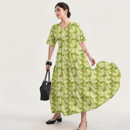 Lime Green Ethnic Digital Print Fabric for Blouse | Contemporary Ethnic Wear - Image 6