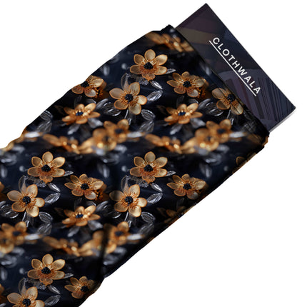 bronze floral fabric detail — textured finish digital print closeup