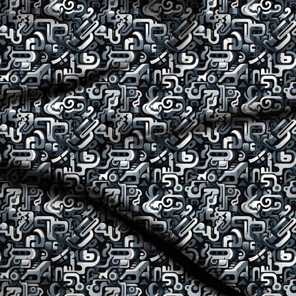 charcoal geometric digital print fabric texture — medium scale closeup