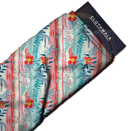 coral pink floral all-over print pattern — medium scale repeat layout