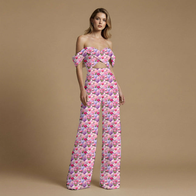 lilac floral print fabric draped — saree styling