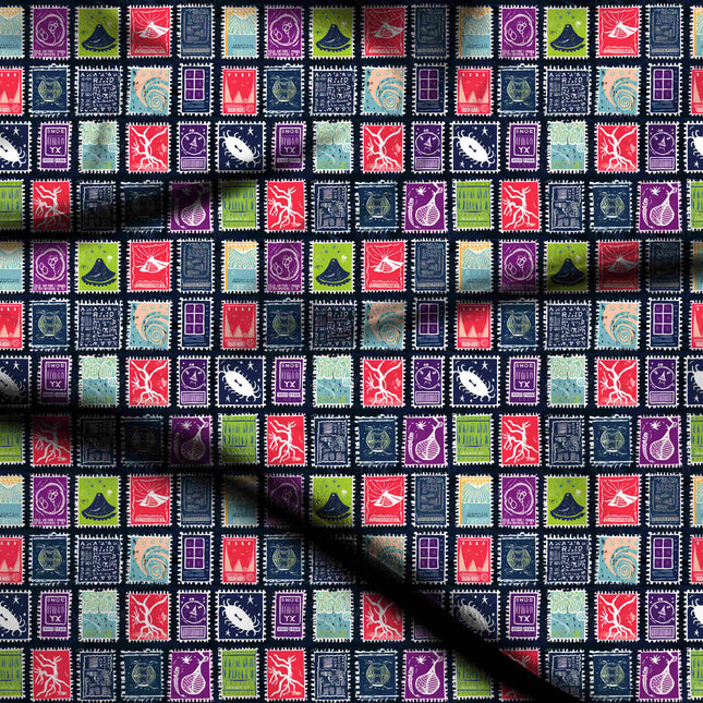 deep navy other digital print fabric texture — medium scale closeup