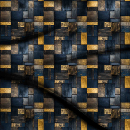 midnight blue geometric print fabric draped — palazzo suit styling