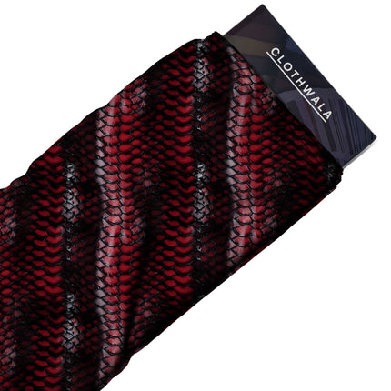 crimson red animal all-over print pattern — fine scale repeat layout