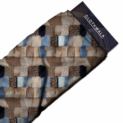 powder blue animal fabric detail — textured finish digital print closeup