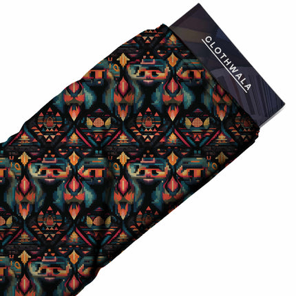 midnight black geometric print fabric draped — maxi dress styling