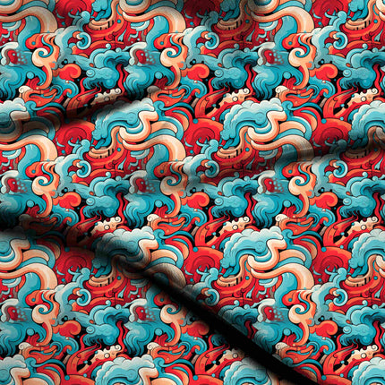 cobalt blue abstract digital print fabric texture — large scale closeup