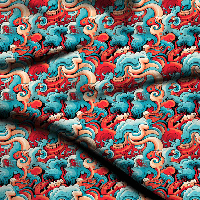 cobalt blue abstract digital print fabric texture — large scale closeup