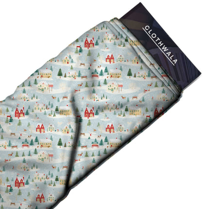 Sky Blue Other Digital Print Fabric for Kurti | Whimsical garden party - Image 3