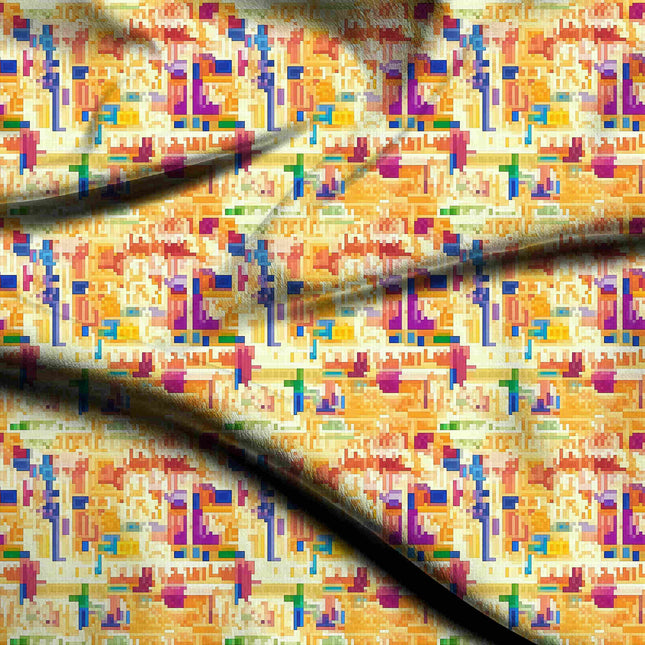 saffron orange abstract print fabric draped — co-ord set styling