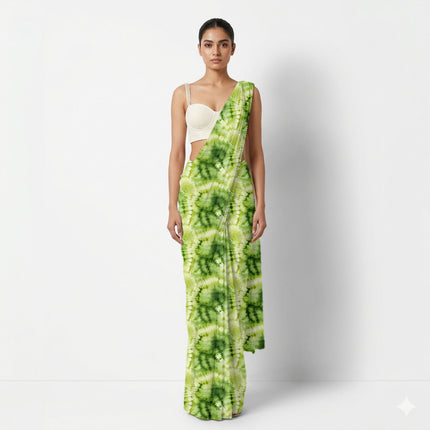 Lime Green Floral Digital Print Fabric for Dress | Psychedelic Festival Wear - Image 9