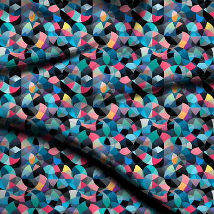 midnight black geometric digital print fabric texture — medium scale closeup