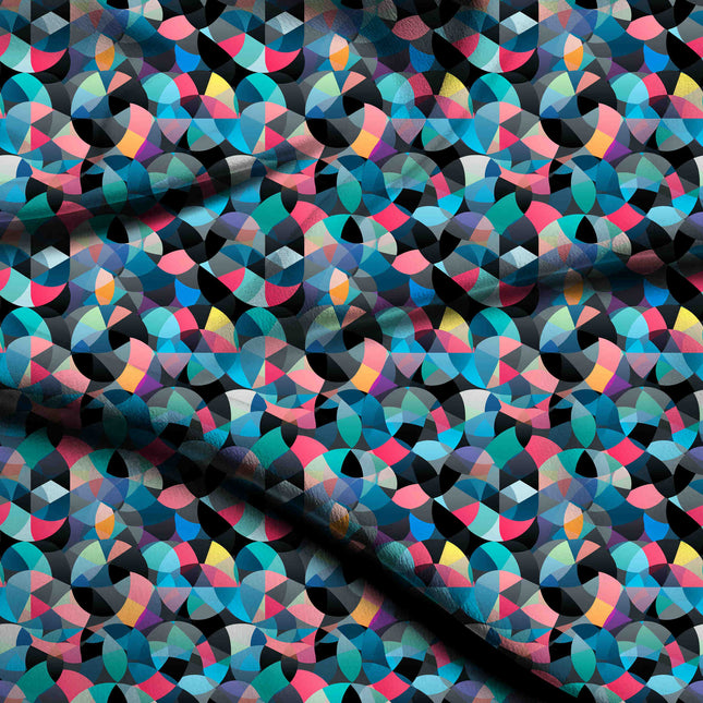 midnight black geometric digital print fabric texture — medium scale closeup