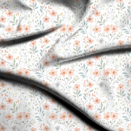 apricot blush floral digital print fabric texture — fine scale closeup