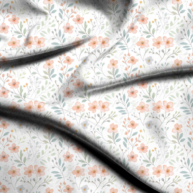 apricot blush floral digital print fabric texture — fine scale closeup