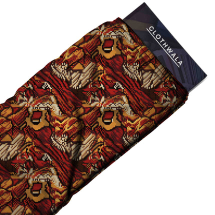crimson red animal fabric detail — textured finish digital print closeup