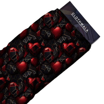 ruby red geometric all-over print pattern — medium scale repeat layout