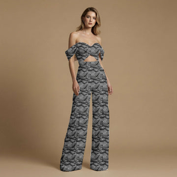 Charcoal Grey Dense Overlapping Monochromatic Reptilian Scale Print Fabric