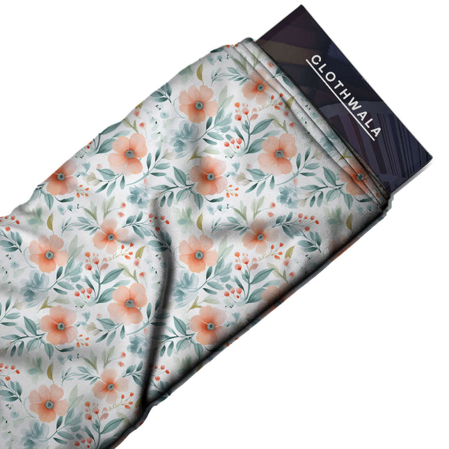 peach nectar floral print fabric draped — co-ord set styling