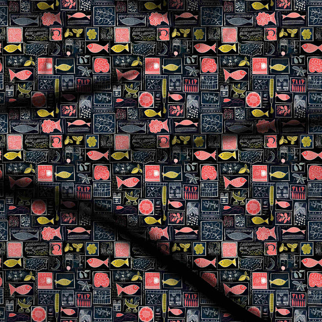 midnight blue other digital print fabric texture — medium scale closeup
