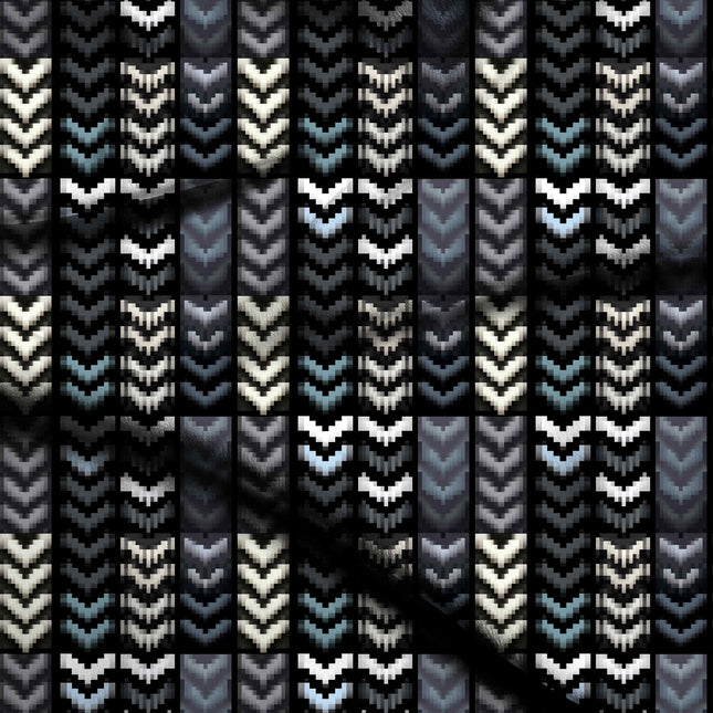 charcoal grey geometric digital print fabric texture — fine scale closeup