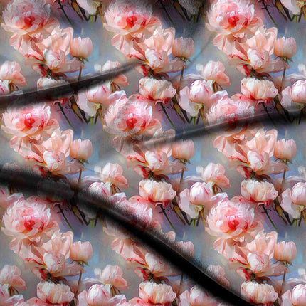dusty rose floral digital print fabric texture — large scale closeup
