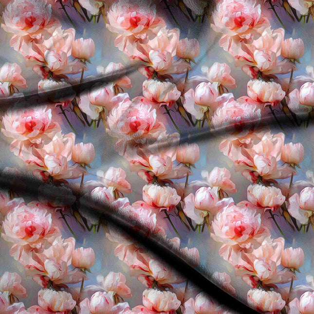 dusty rose floral digital print fabric texture — large scale closeup