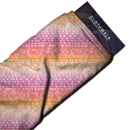 candy pink geometric all-over print pattern — medium scale repeat layout