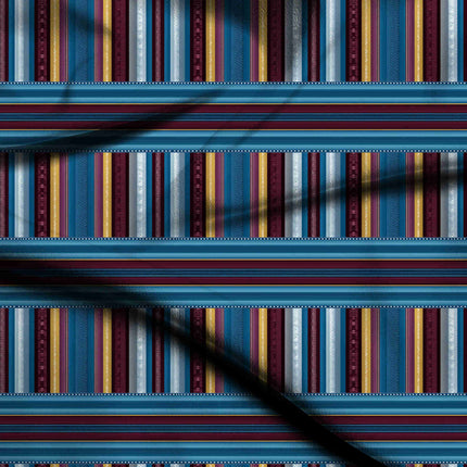 cerulean blue stripes digital print fabric texture — medium scale closeup