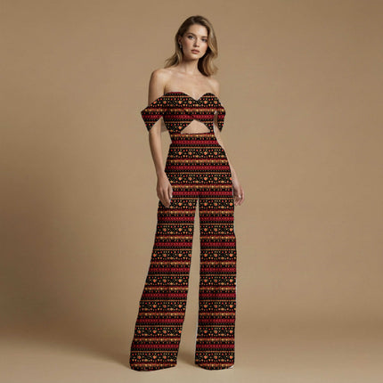 black ethnic print fabric draped — saree styling