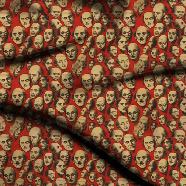 Crimson Red Dense All-over Collage Print Fabric