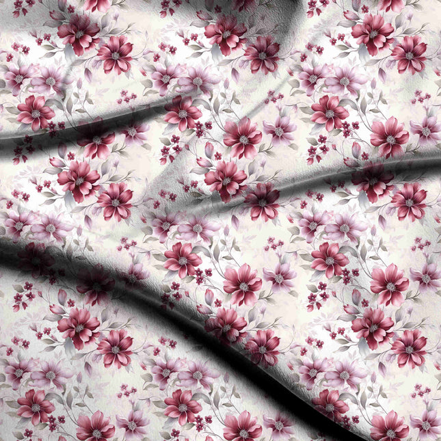 dusty rose floral digital print fabric texture — medium scale closeup