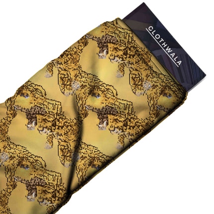 saffron yellow animal fabric detail — matte finish digital print closeup