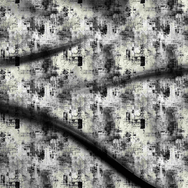 charcoal black abstract digital print fabric texture — medium scale closeup