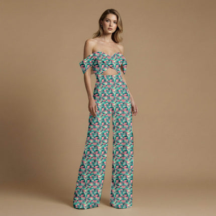 dusty rose geometric print fabric draped — maxi dress styling