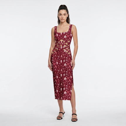 Crimson Floral Digital Print Fabric for Maxi | Urban Festival Wear - Image 7