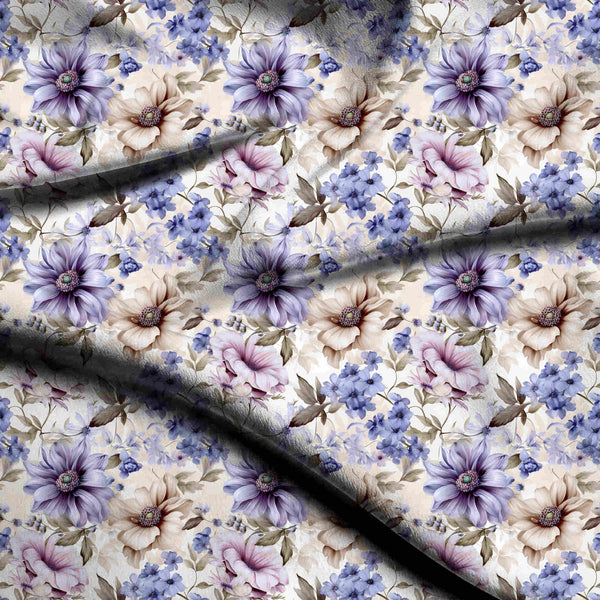 Lavender Dreamy Watercolor Floral Print Fabric