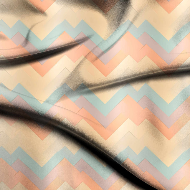 pale peach geometric digital print fabric texture — medium scale closeup