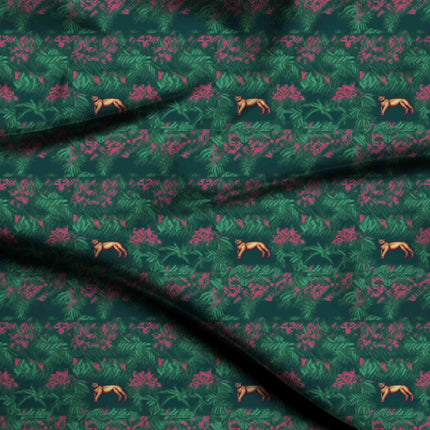 forest green floral all-over print pattern — medium scale repeat layout