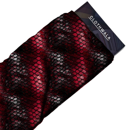 crimson red animal print fabric draped — jumpsuit styling