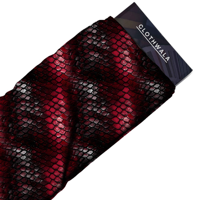 crimson red animal print fabric draped — jumpsuit styling
