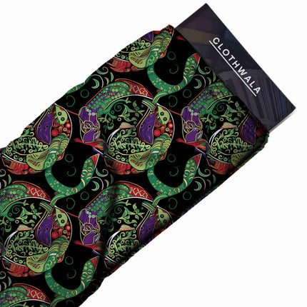 forest green floral all-over print pattern — large scale repeat layout