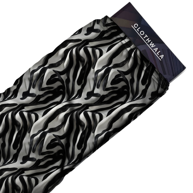 black animal print fabric draped — palazzo suit styling