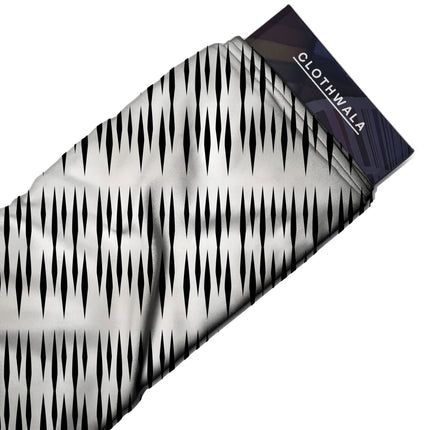 jet black geometric print fabric draped — palazzo pants styling