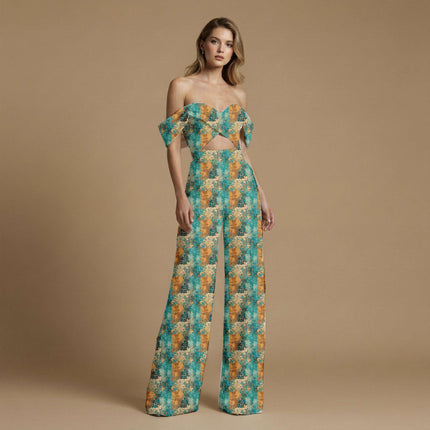 teal animal all-over print pattern — medium scale repeat layout