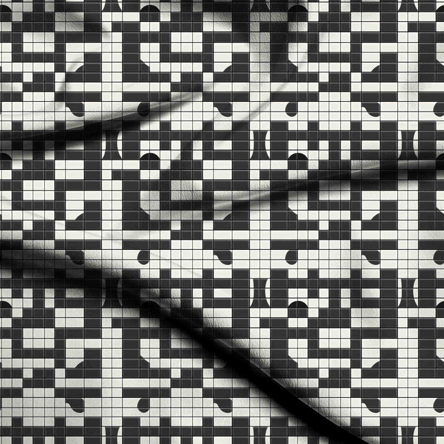 ivory cream geometric digital print fabric texture — large scale closeup