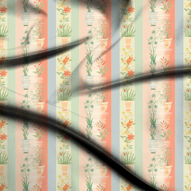 salmon pink stripes digital print fabric texture — medium scale closeup