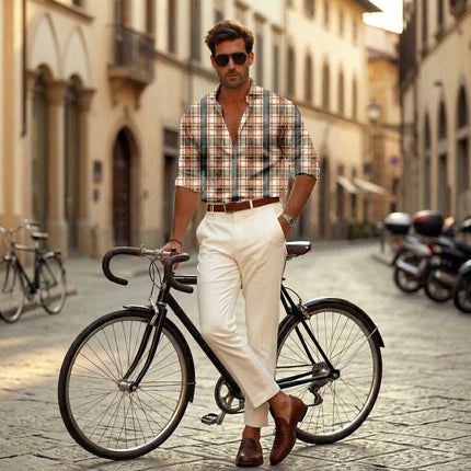 ivory cream checks all-over print pattern — medium scale repeat layout